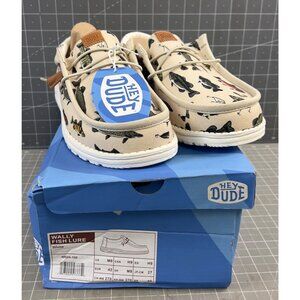 Hey Dude Men’s Wally Fish Lure Shoes Size 9 White Casual & Lightweight New